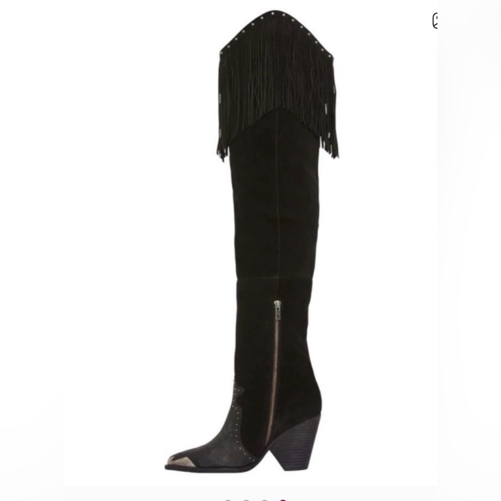 Spell evie Over-the-Knee suede and leather Fringe Boots